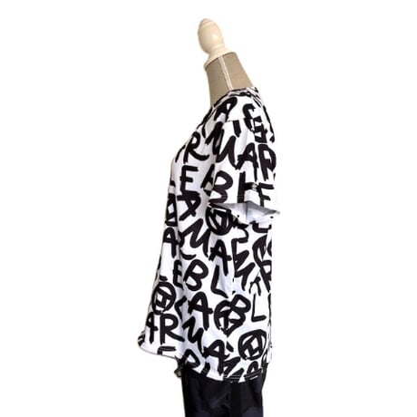 （Marble催事限定商品セール）SU2604-105　総柄ﾄﾞﾛｽﾄ付BigT　WHITE　BROWN　UNISEX M