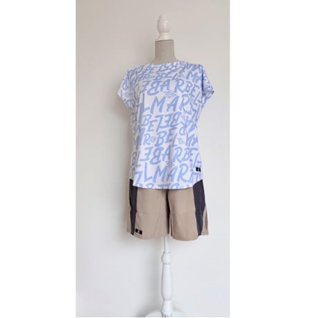（Marble催事限定商品セール）SL2604-104　総柄総柄ゆるﾌｨｯﾄT　WHITE　NAVY　LADIES M ・L