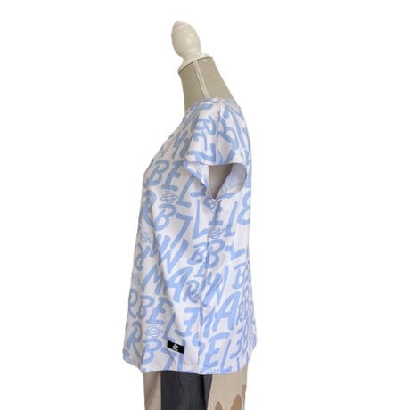 （Marble催事限定商品セール）SL2604-104　総柄総柄ゆるﾌｨｯﾄT　WHITE　NAVY　LADIES M ・L