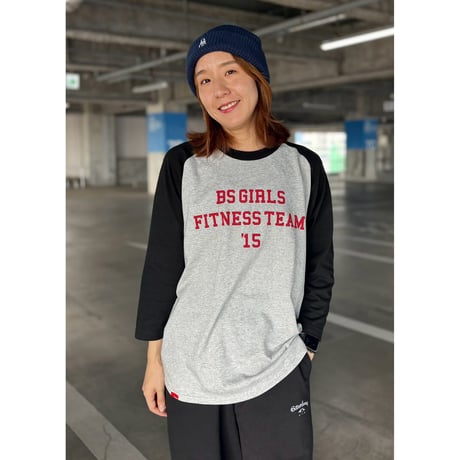 ANYTIME GIRLS 3/4 SLEEVE BASEBALL Tee　ヘザーグレー x ブラック　MサイズLサイズ