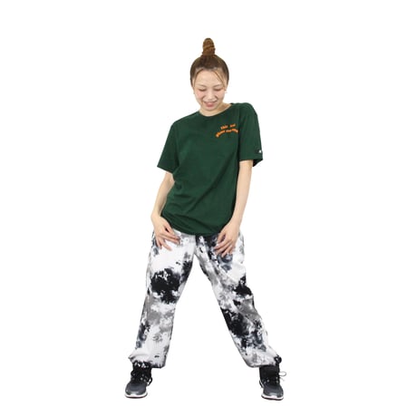 （Marble）U2511-606 タイダイ柄ロングパンツ WHITE×BLACK　UNISEX M ・L ・XL