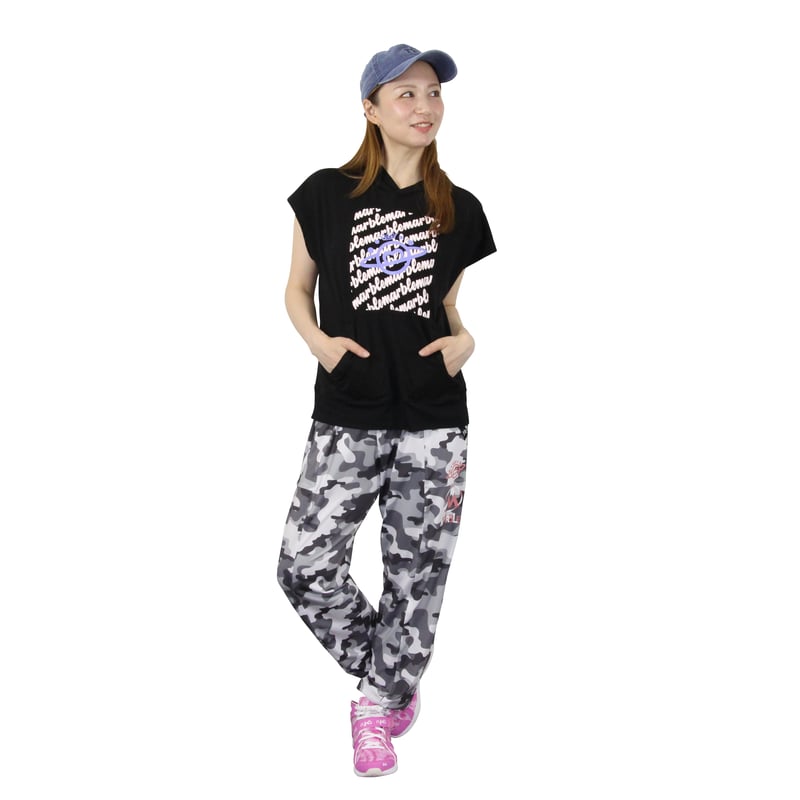 Marble）U2508-605 ストレッチ ロングパンツ BLACK UNISEX M ・
