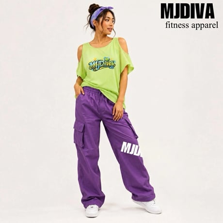 （MJDIVA）DANCE肩あきドルマンTシャツ3カラー　ブラック　グリーン　ホワイト