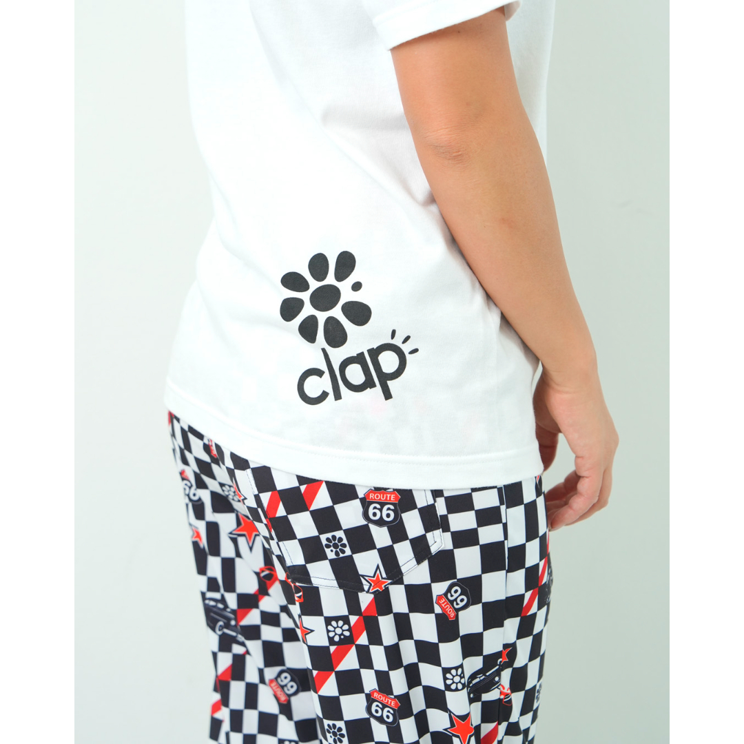 CLAP） CHECKER CLAP TEE ホワイト | フィットネスウェアショップIwata