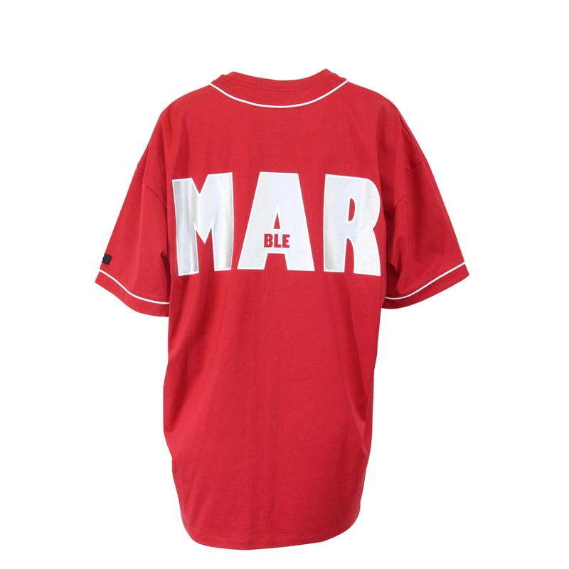 Marble）U2601-101 ベースボールTシャツ RED UNISEX M ・L ・X