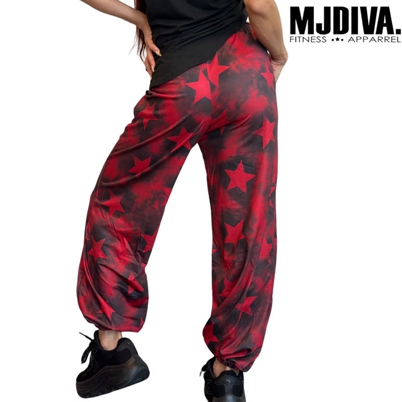 MJDIVA レッドスターDANCEワイドパンツ》 | フィットネスウェア MJDIVA レッドスターDANCEワイドパンツ》 | フィットネスウェア