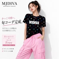 （MJDIVA）ハート総柄デカロゴTシャツ