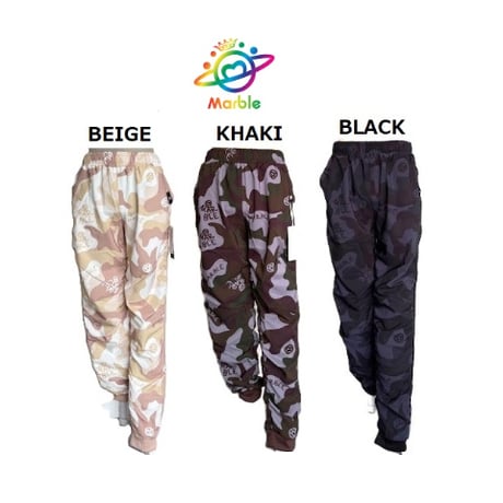 （Marble催事限定商品セール）SU2602-608	迷彩柄ギャザーパンツ　BEIGE　KHAKI　BLACK　UNISEX M・ML・L