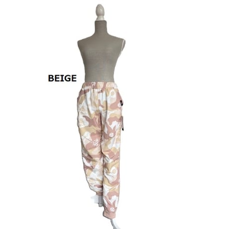 （Marble催事限定商品セール）SU2602-608	迷彩柄ギャザーパンツ　BEIGE　KHAKI　BLACK　UNISEX M・ML・L
