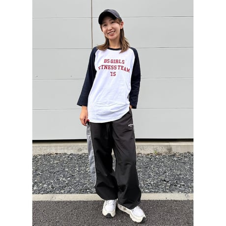 ANYTIME GIRLS 3/4 SLEEVE BASEBALL Tee　ヘザーグレー x ブラック　MサイズLサイズ