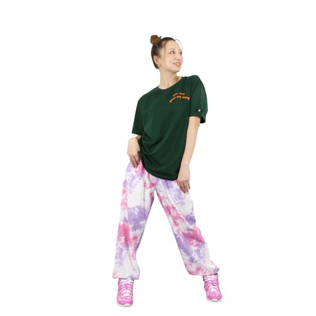 （Marble）U2511-606 タイダイ柄ロングパンツ PINK×PURPLE　UNISEX M ・L ・XL