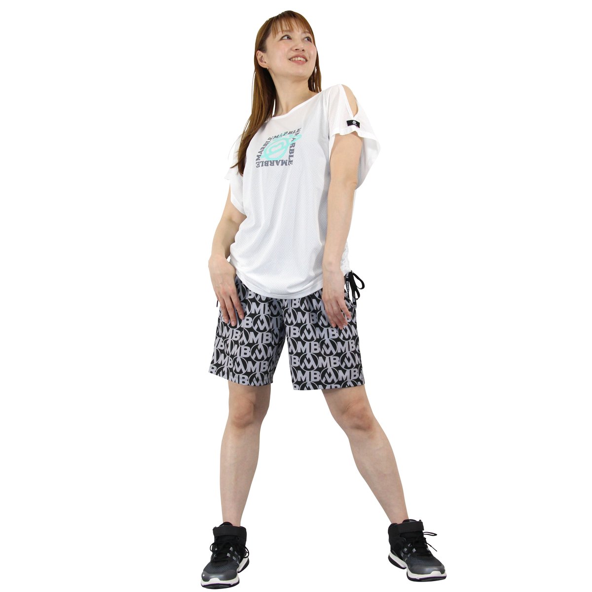 Marble）U2405-805 ハーフパンツ BLACK UNISEX-M ・L ・XL 