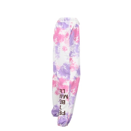 （Marble）U2511-606 タイダイ柄ロングパンツ PINK×PURPLE　UNISEX M ・L ・XL