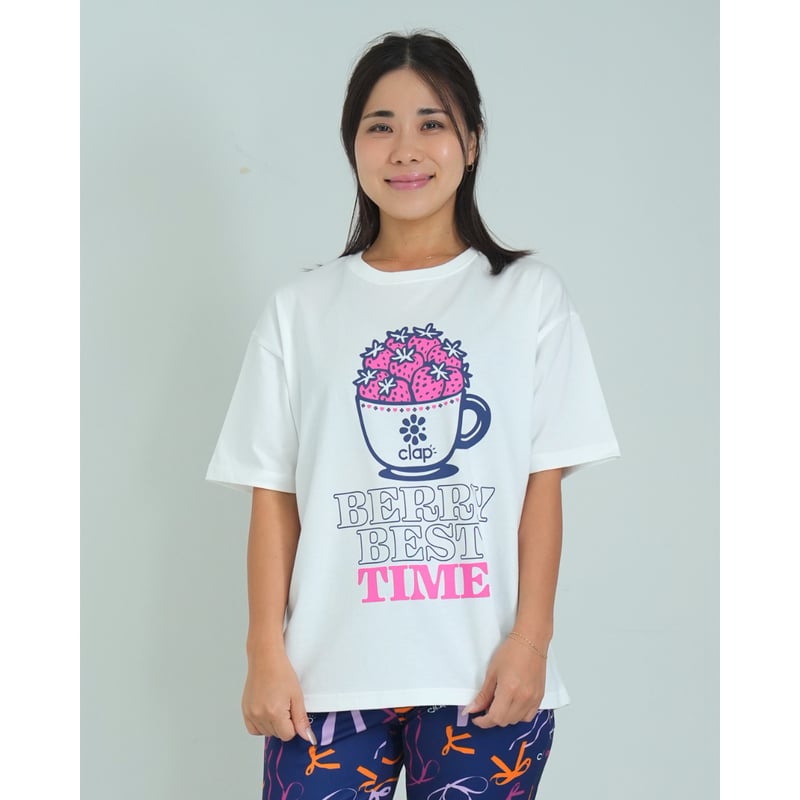 マルベル × ピコネ ストロベリーアンドミルク Tee Mサイズ CLAP） CLAP STRAWBERRY BIG TEE ホワイト | フィットネスウェア
