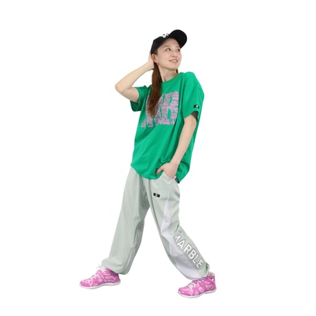 （Marble）L2606-606　切替メッシュ付きロングパンツ　LIGHTGREEN　LADIESM ・L