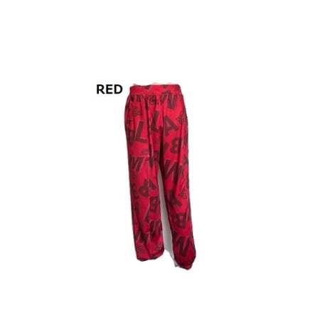 （Marble催事限定商品セール）SU2602-606　総柄ストレッチロングパンツ　RED　BLACK　UNISEX M・L