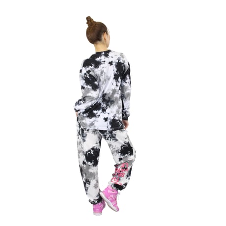 （Marble）U2511-606 タイダイ柄ロングパンツ WHITE×BLACK　UNISEX M ・L ・XL