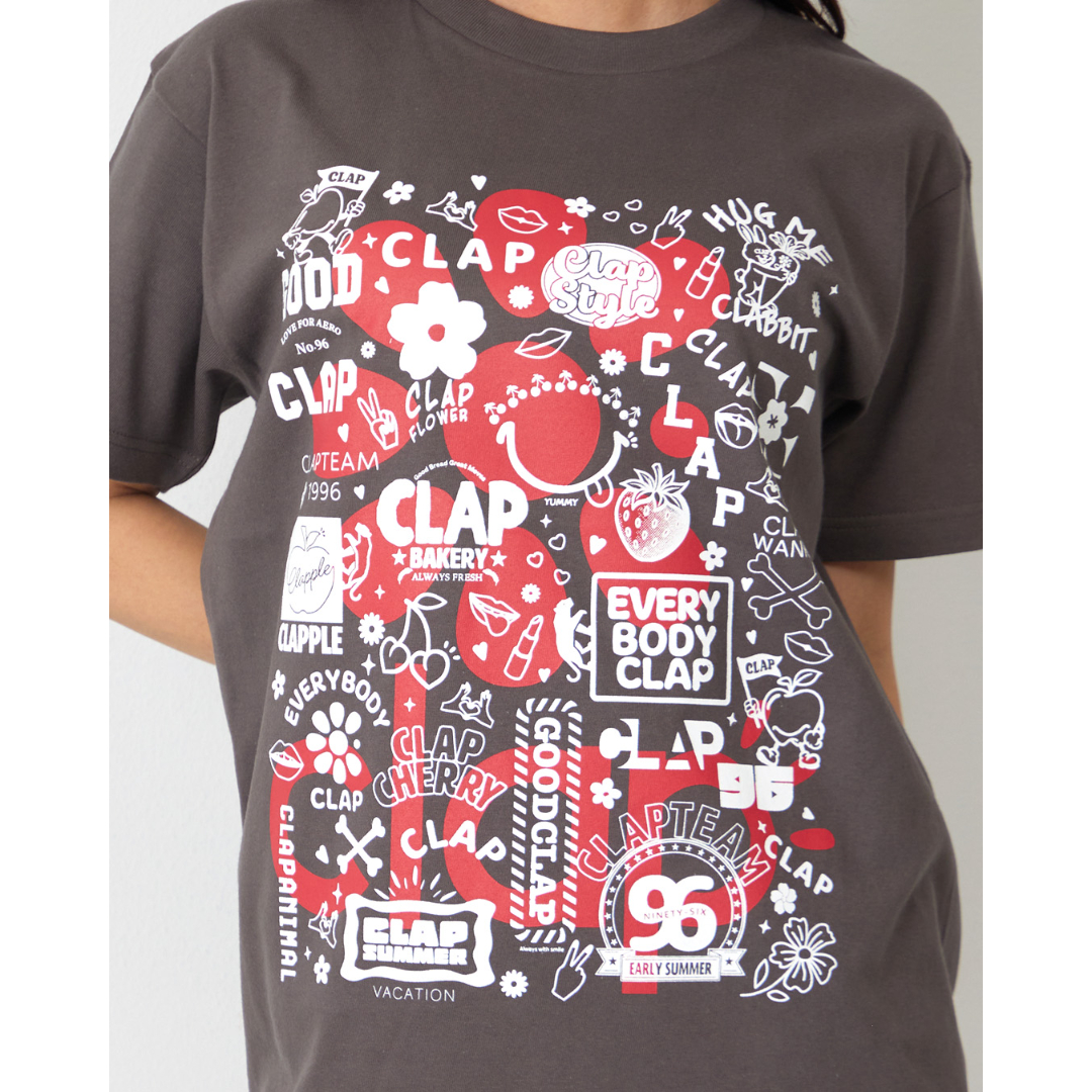 ドラミclap Camo_ClapTee＆Sticker Tee2点セット CLAP）STICKER TEE チャコール Mサイズ | フィットネスウェアショップ