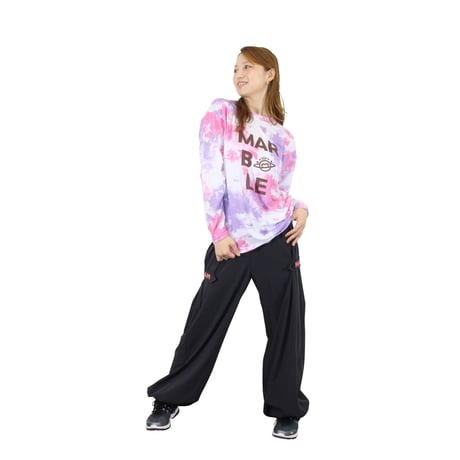 （Marble）U2511-402タイダイ柄ロンT PINK×PURPLE　UNISEX M ・L ・XL