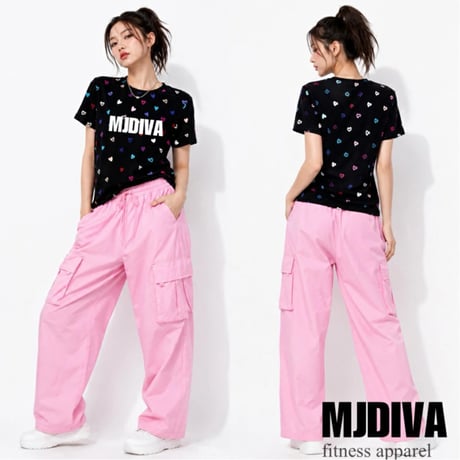 （MJDIVA）ハート総柄デカロゴTシャツ