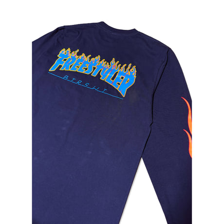 BS FREESTYLERS FLAME LOGO L/SL Tee　ネイビー　XLサイズ