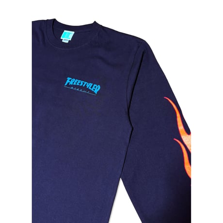 BS FREESTYLERS FLAME LOGO L/SL Tee　ネイビー　XLサイズ