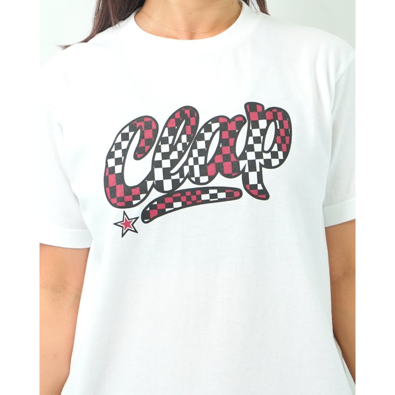 ドラミclap Camo_ClapTee＆Sticker Tee2点セット CLAP） CHECKER CLAP TEE ホワイト | フィットネスウェアショップIwata