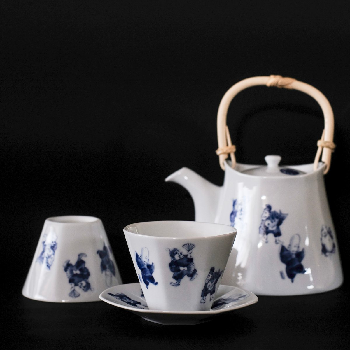 染付 茶器 7happy(七福‐しちふく)土瓶 七福神染付文様 | 道具屋 nobori
