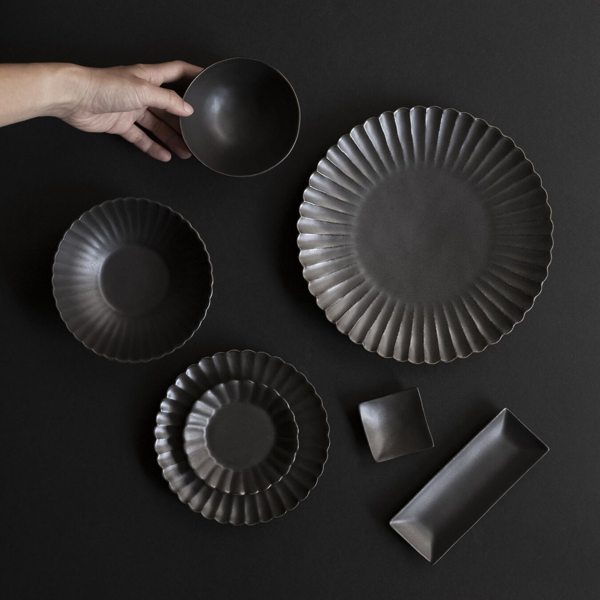 ★neru design works O-sara22 2枚ブラック BK 皿 ☆neru design works O-sara22 2枚ブラック BK 皿