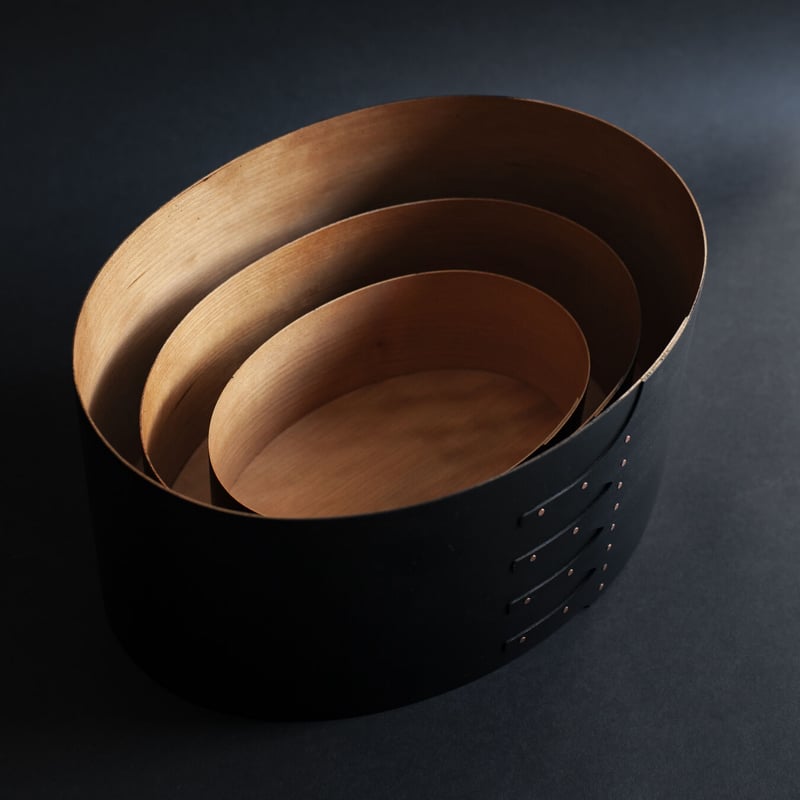 受注製作】シェーカーオーバルテッシュボックス縦型 ブラックチェリー