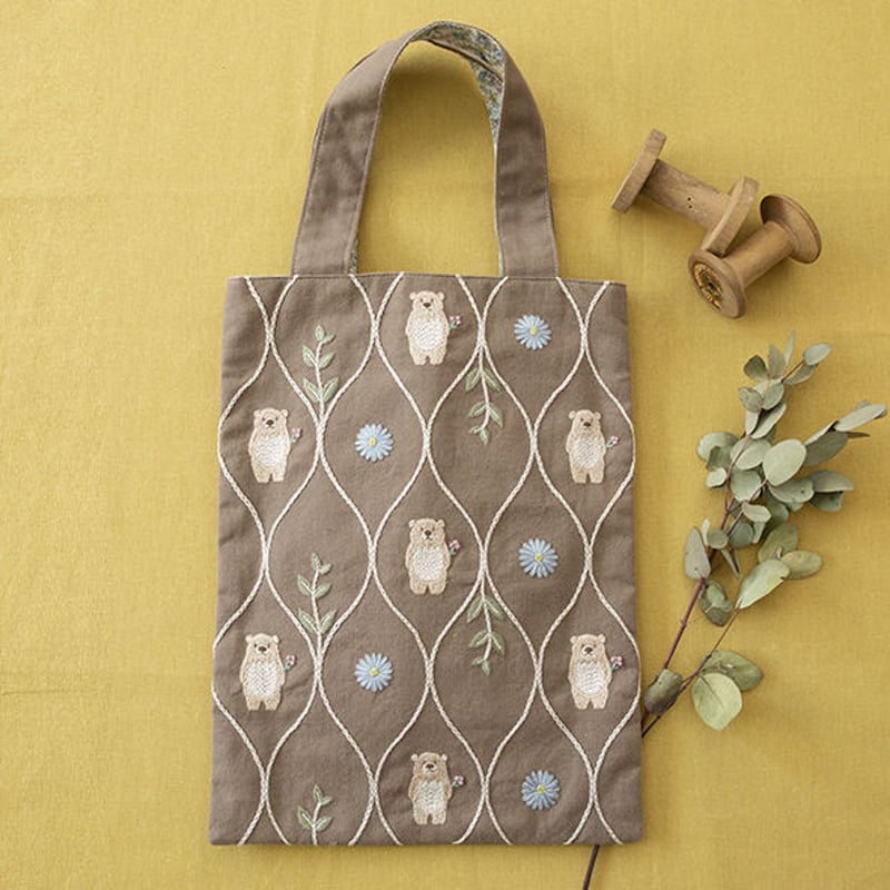 ゆきちゃん様☆コヤンイサムチョン☆トートバッグ　リボン刺繍　黒猫　くま着ぐるみ ゆきちゃん様☆コヤンイサムチョン☆トートバッグ リボン刺繍 黒