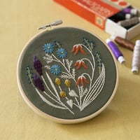 Alice Makabe　野の花の刺繍フレーム　Kahki