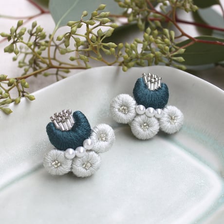 K.omono   plump   florets　 イヤリング　   -bluegreen-　PHC-119-2