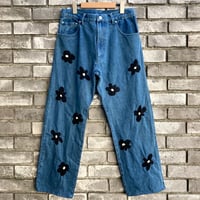 【NOMARHYTHM TEXTILE】 Floral Hand Embroidery Pants Indigo ノーマ  デニムパンツ