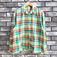 【 it’s inconspicuous presence by niche.】Open Collar Shirts Madras Green ニッチ マドラスチェック オープンカラーシャツ