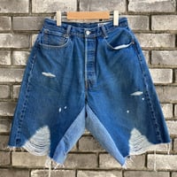 【sunny side up】 Damage Baggy Shorts サイズ2 B サニーサイドアップ  リメイク ダメージ デニム ショーツ