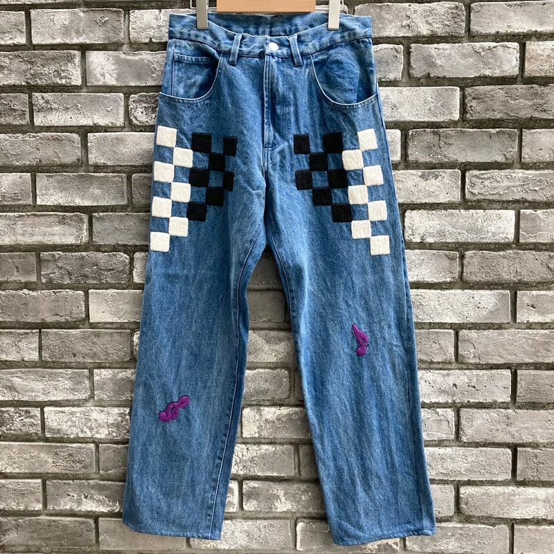 NOMA t.d.】 Checker Hand Embroidery Pants Indig