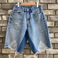 【sunny side up】 Damage Baggy Shorts サイズ2 A サニーサイドアップ  リメイク ダメージ デニム ショーツ