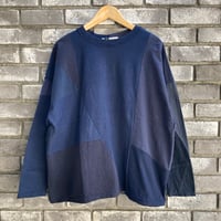 【sunny side up】 Patchwork L/S Tee Navy D リメイク ロンT