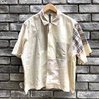 【sunny side up】 Patchwork Open Collar Shirt Beige サイズ2 サニーサイドアップ  リメイク シャツ