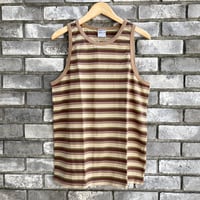 【WALLA WALLA SPORT】 Striepe Tank Top Brown/Beige ワラワラスポーツ ストライプ　タンクトップ