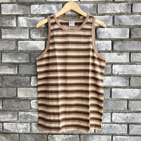 【WALLA WALLA SPORT】 Striepe Tank Top Brown/Beige ワラワラスポーツ ストライプ　タンクトップ