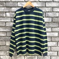 【WALLA WALLA SPORT】 L/S Stripe Tee Black/Green ロンT ワラワラ