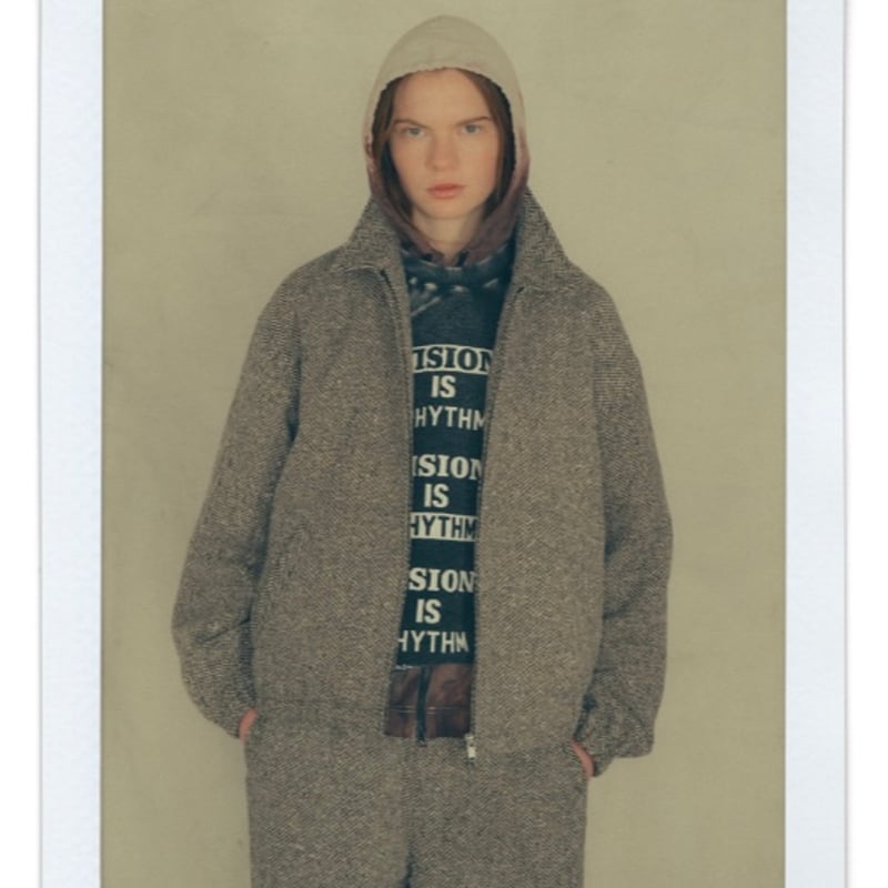 NOMARHYTHM TEXTILE】 Tweed Zip Front Blouson ノー