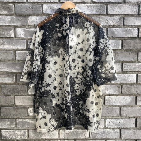 【NOMARHYTHM TEXTILE】 Floral Mesh Zip Polo ノーマ メッシュ シャツ