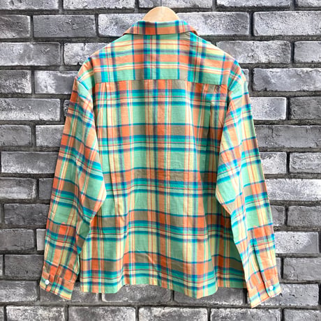 【 it’s inconspicuous presence by niche.】Open Collar Shirts Madras Green ニッチ マドラスチェック オープンカラーシャツ