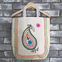 【LILYyoyogiuehara】 Embroidered Tote Bag Big Round bottom