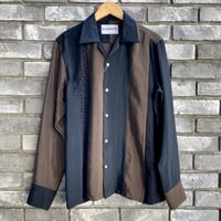 【NOMA t.d.】 Stripe Patchwork Shirt Black Mix ノーマ パッチワーク レース シャツ