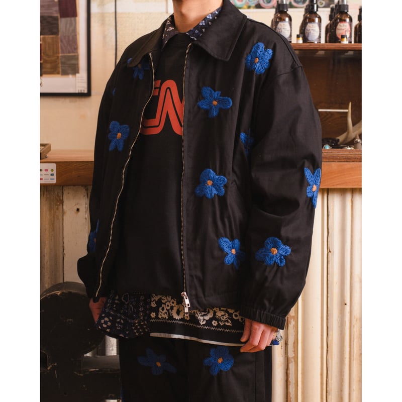 NOMARHYTHM TEXTILE】 Floral Hand Embroidery Blo