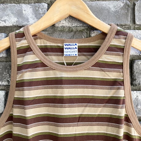 【WALLA WALLA SPORT】 Striepe Tank Top Brown/Beige ワラワラスポーツ ストライプ　タンクトップ